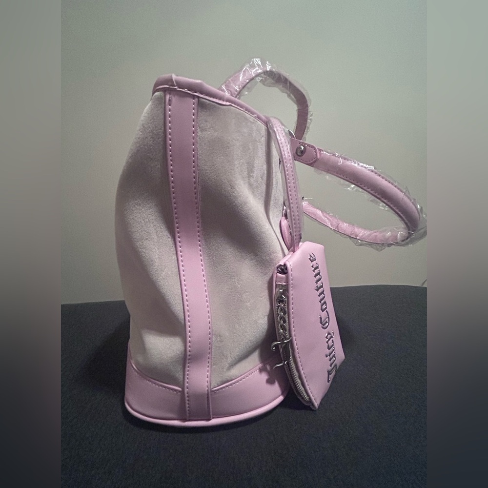 Juicy Couture Twig Scottie Dogs Tote Bag Pink Velour Rare Shopper NWT - Picture 7 of 12